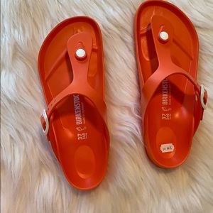 NEW Plastic Orange Birkenstock’s size 37